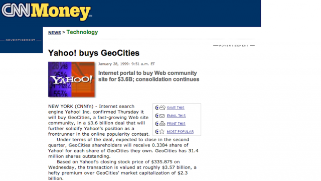 Press release da compra do GeoCities