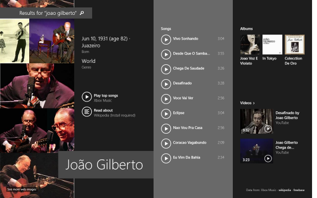 Músicas abrem direto no Xbox Music.