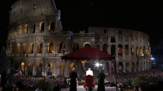 Pope Francis Attends Via Crucis At The Colosseum