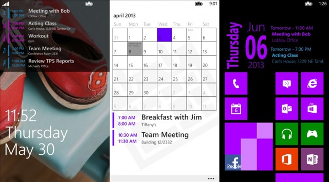 Simple Calendar, para Windows Phone.