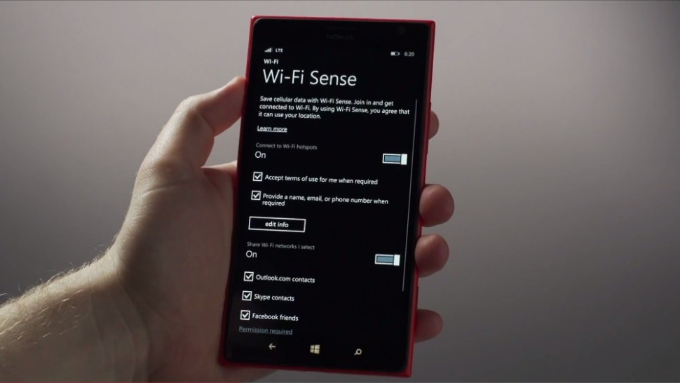 windows phone 8.1 wi-fi sense