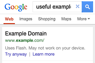 search result google flash