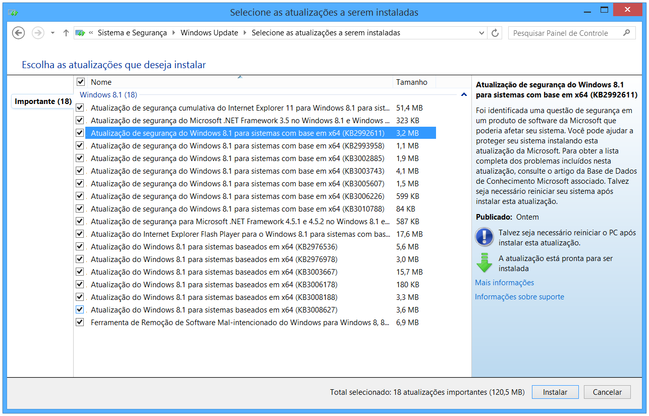 Atualização KB2992611 para o Windows