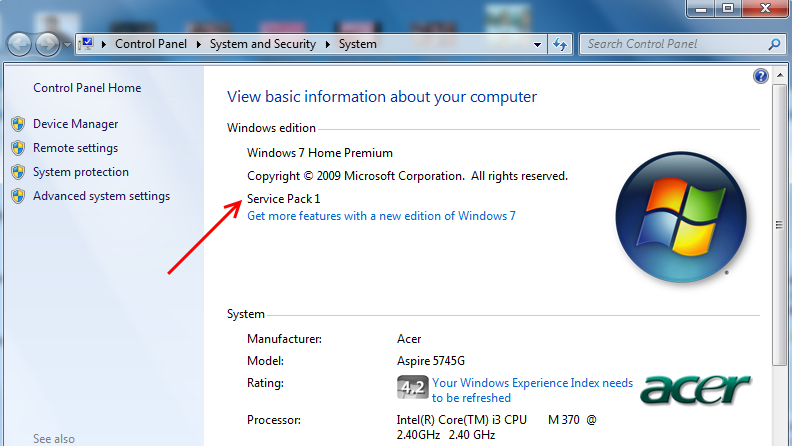 Windows 7 com Service Pack