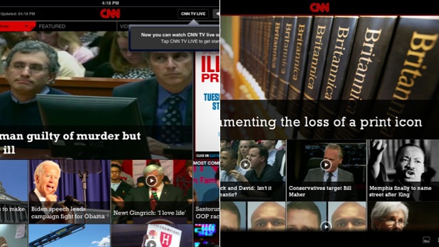 App da CNN para Android e iPad.