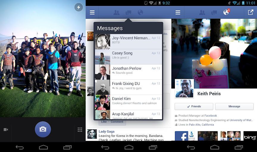 Facebook para Android.