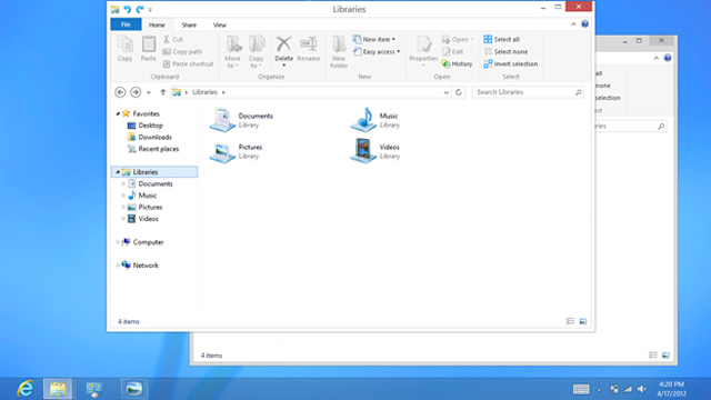 Novo desktop clássico do Windows 8.