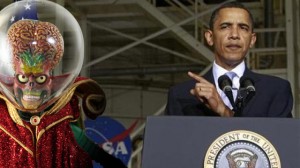 Um marciano e Barack Obama.
