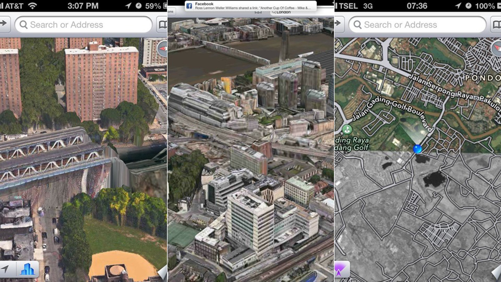 As esquisitices dos mapas 3D do iOS 6.