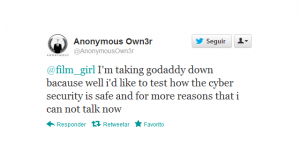 Tweet do suposto Anonymous.