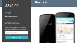 Nexus 4 esgotado.