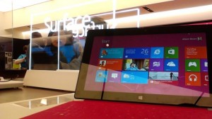 Surface RT em uma Microsoft Store.