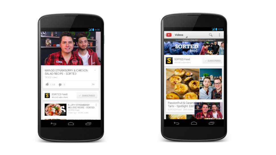 Novo YouTube para Android.