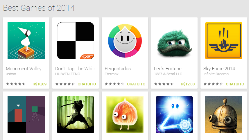Estes são os 93 melhores jogos para Android de 2014, segundo o Google - Giz  Brasil