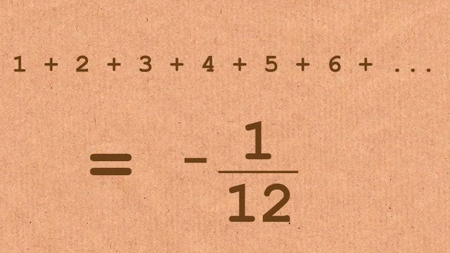 A soma 1 + 2 + 3 + 4 + 5 +  até o infinito é de alguma forma igual a  -1/12 - Giz Brasil