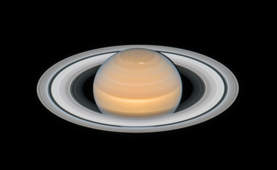 Saturno estava em oposição em 27 de junho, permitindo que o Hubble capturasse essa imagem. Imagem: NASA, ESA, A. Simon (GSFC) e OPAL Team, e J. DePasquale (STScI)