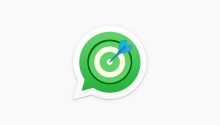 Montagem com um alvo e um dardo no centro do logo do WhatsApp