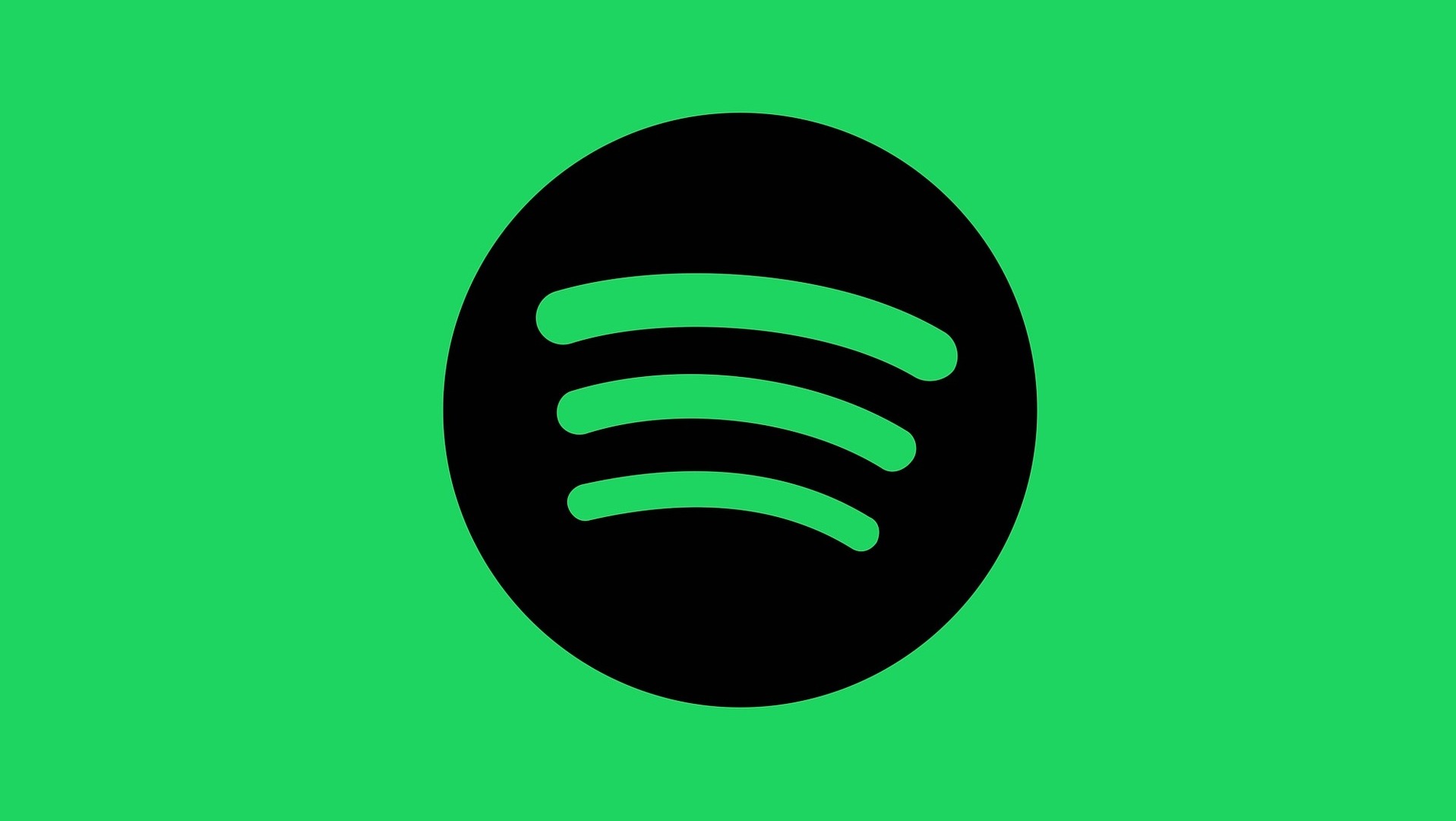 Logo do Spotify -- um círculo preto com ondas representando o som -- sobre fundo verde.