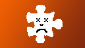 ilustração de peça de quebra-cabeça com uma carinha triste, típica de mensagens de erro de carregamento em navegadores