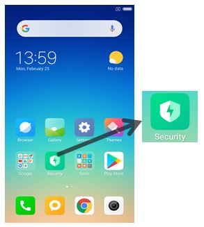 Aplicativo da Xiaomi Guard Provider na tela inicial