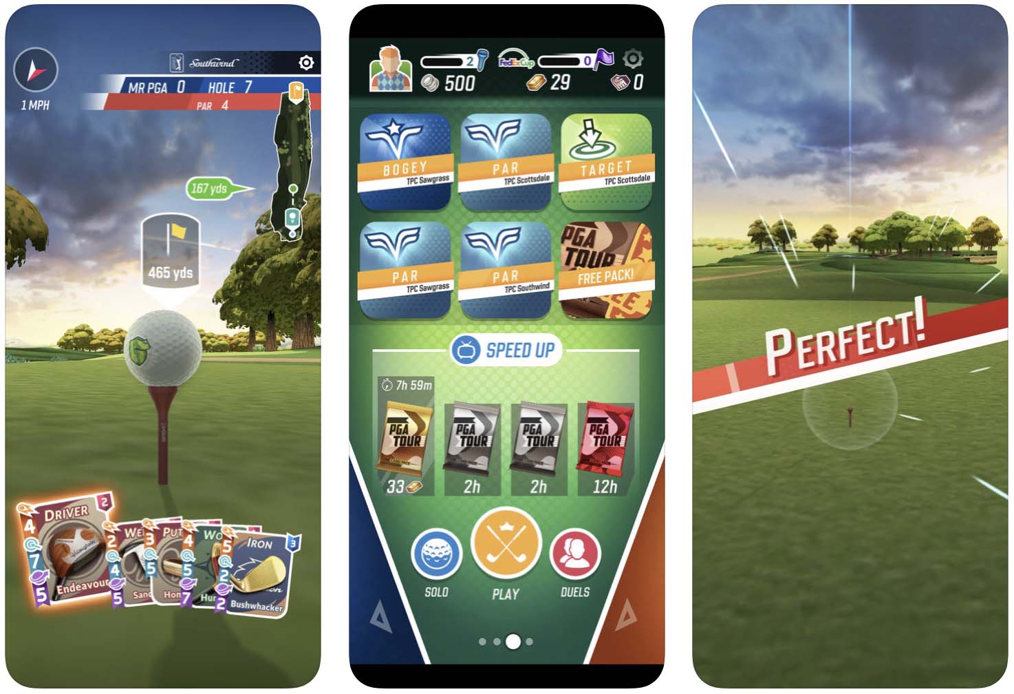 Telas do game PGA TOUR Golf Shootout para iOS