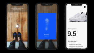Telas do aplicativo da Nike mostram função de realidade aumentada para medir seus pés