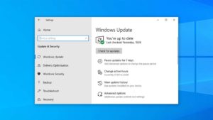 Tela de atualização do Windows 10