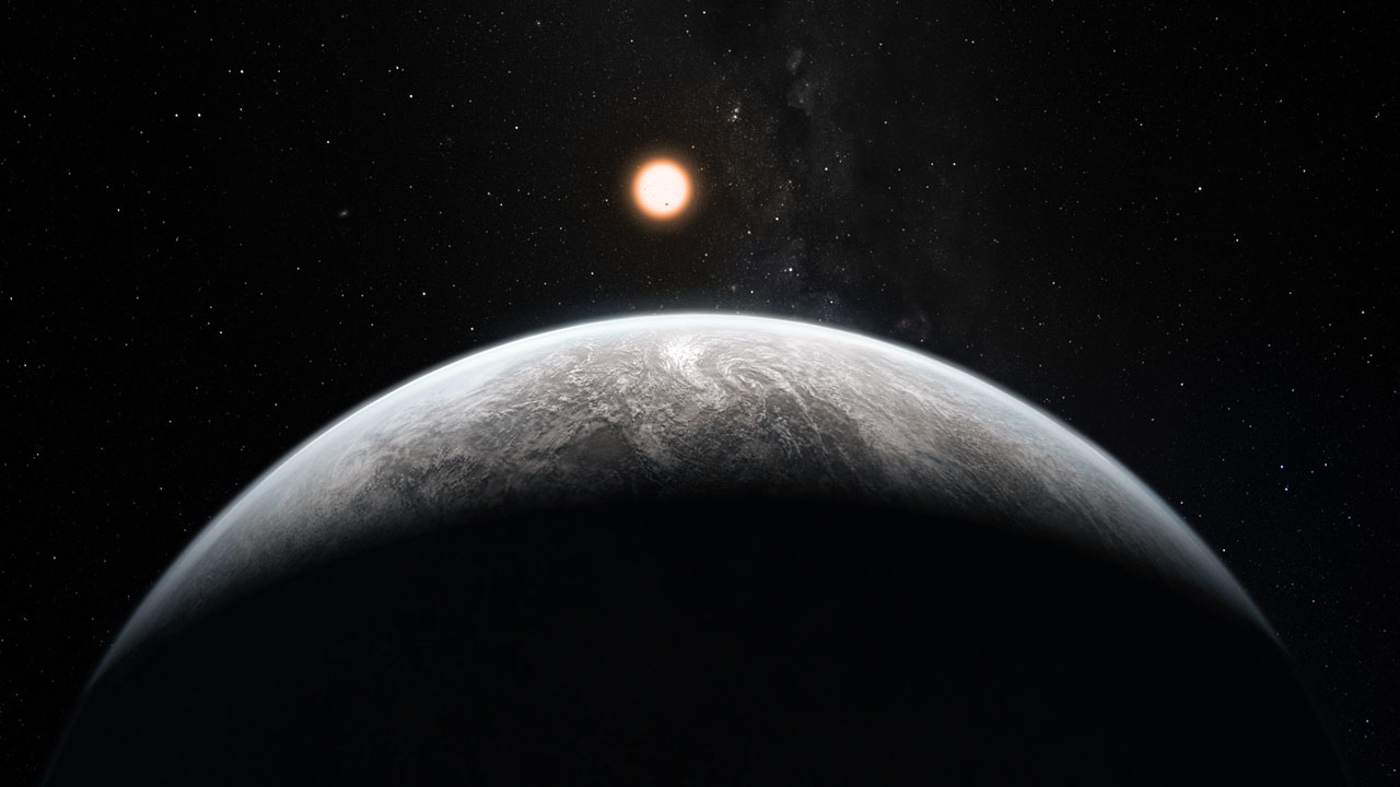 Impressão artística de um exoplaneta que se parece com a Terra