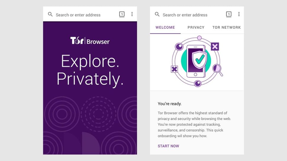Captura de tela do navegador Tor para Android