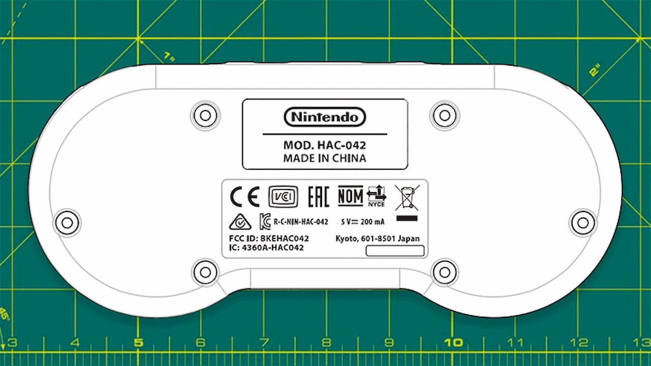 Ilustração do controle do Super Nintendo presente na documentação da FCC