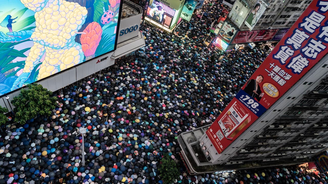 Protestos nas ruas de Hong Kong