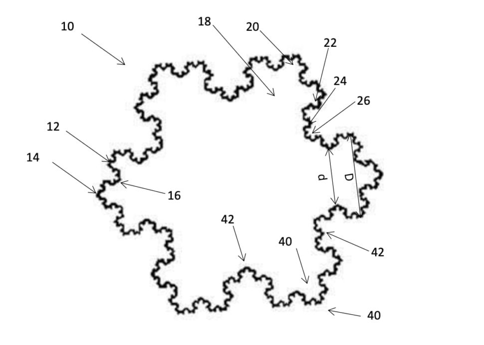 Um sistema de contêiner intertravado semelhante ao fractal projetado pela IA DABUS. Crédito: Artificial Inventor Project