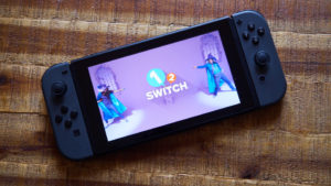 Nintendo Switch na tela de inicialização.