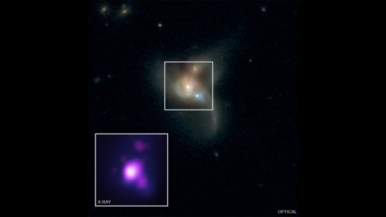 buraco negro triplo 768x432 - Estes três buracos negros supermassivos poderão algum dia juntar suas forças