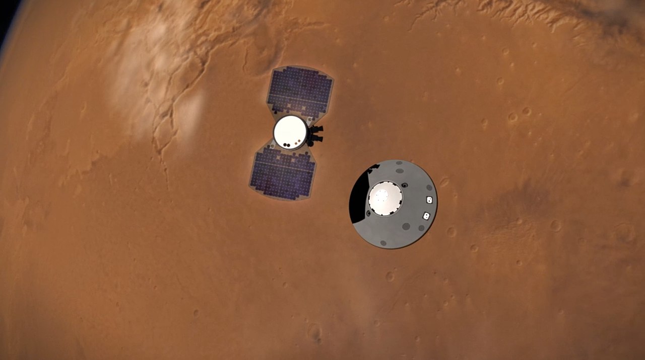 Ilustração do pouso da sonda InSight em Marte