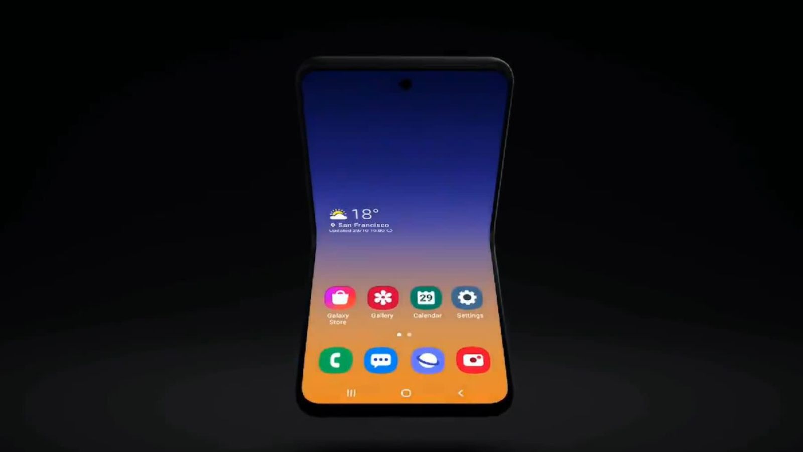 Design de smartphone dobrável da Samsung em format flip