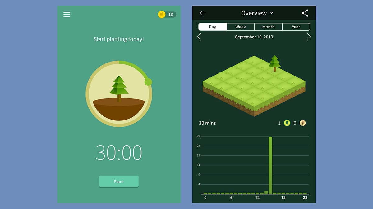 Captura de tela do aplicativo Forest