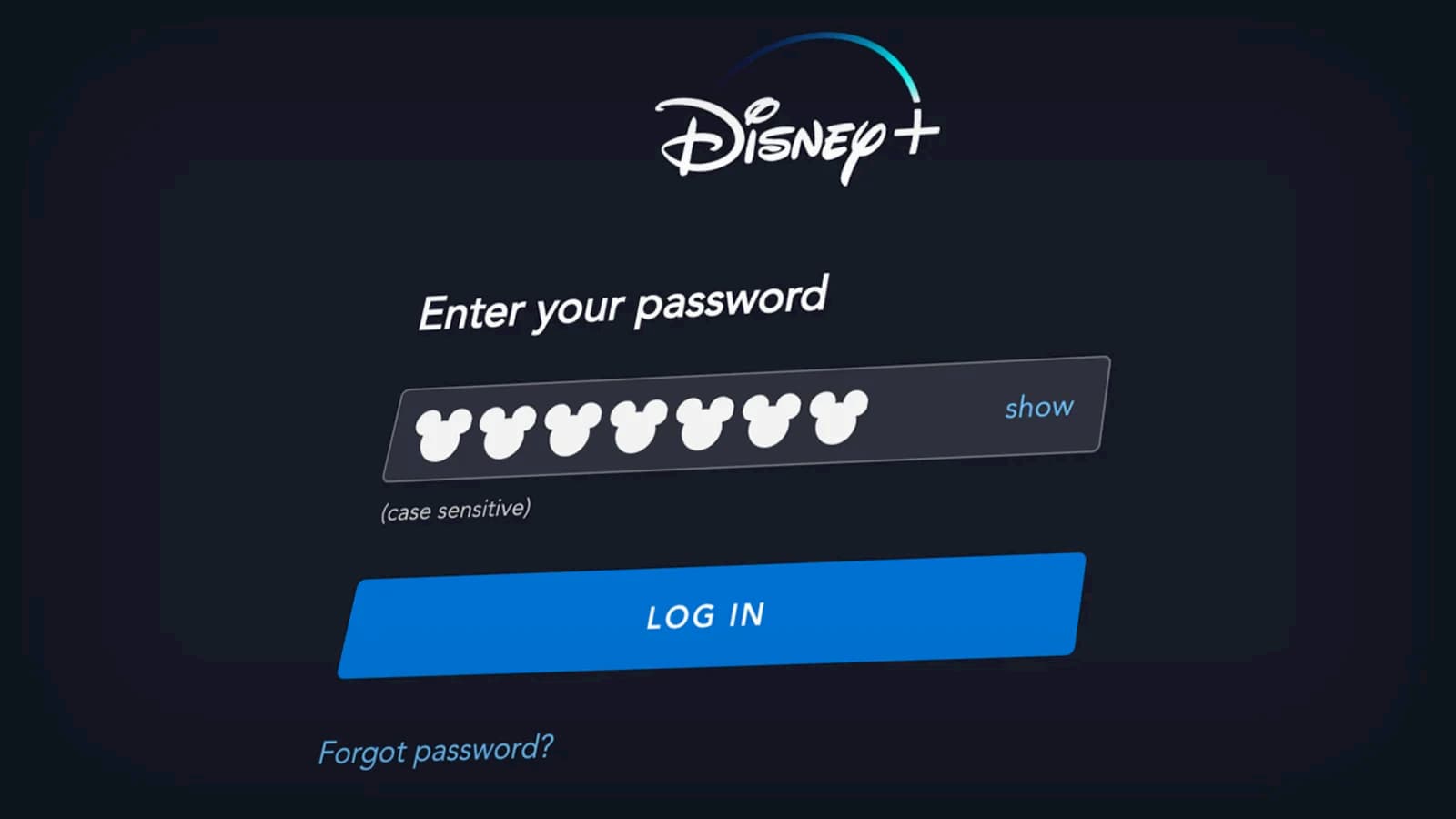 Tela de login do Disney+