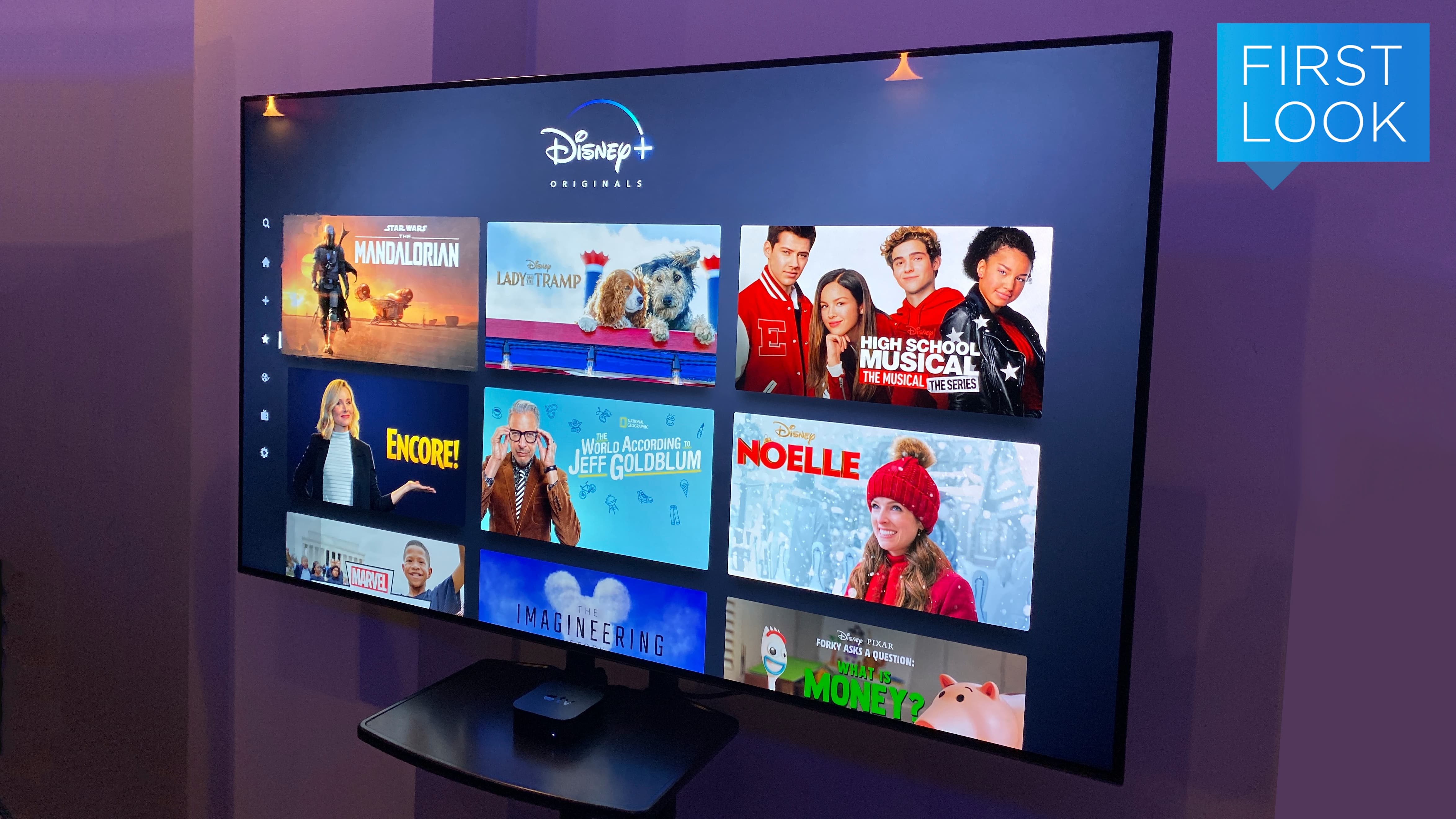 Interface do Disney+ em uma TV