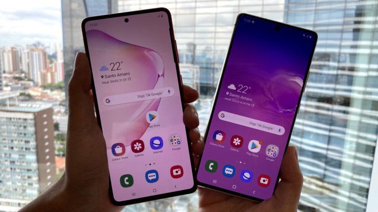 Galaxy Note 10 Lite e Galaxy S10 Lite. Crédito: Guilherme Tagiaroli/Gizmodo