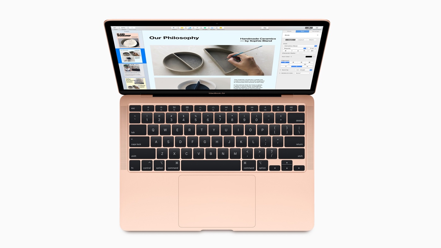 Detalhe do teclado do MacBook Air 2020