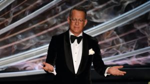 Tom Hanks durante cerimônia do Oscar 2020. Crédito: Getty Images