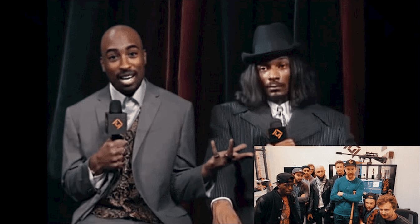 Deepfake de Tupac ao lado de Snoop Dogg