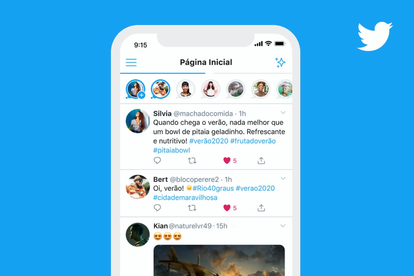 Interface do Twitter Fleet na página inicial