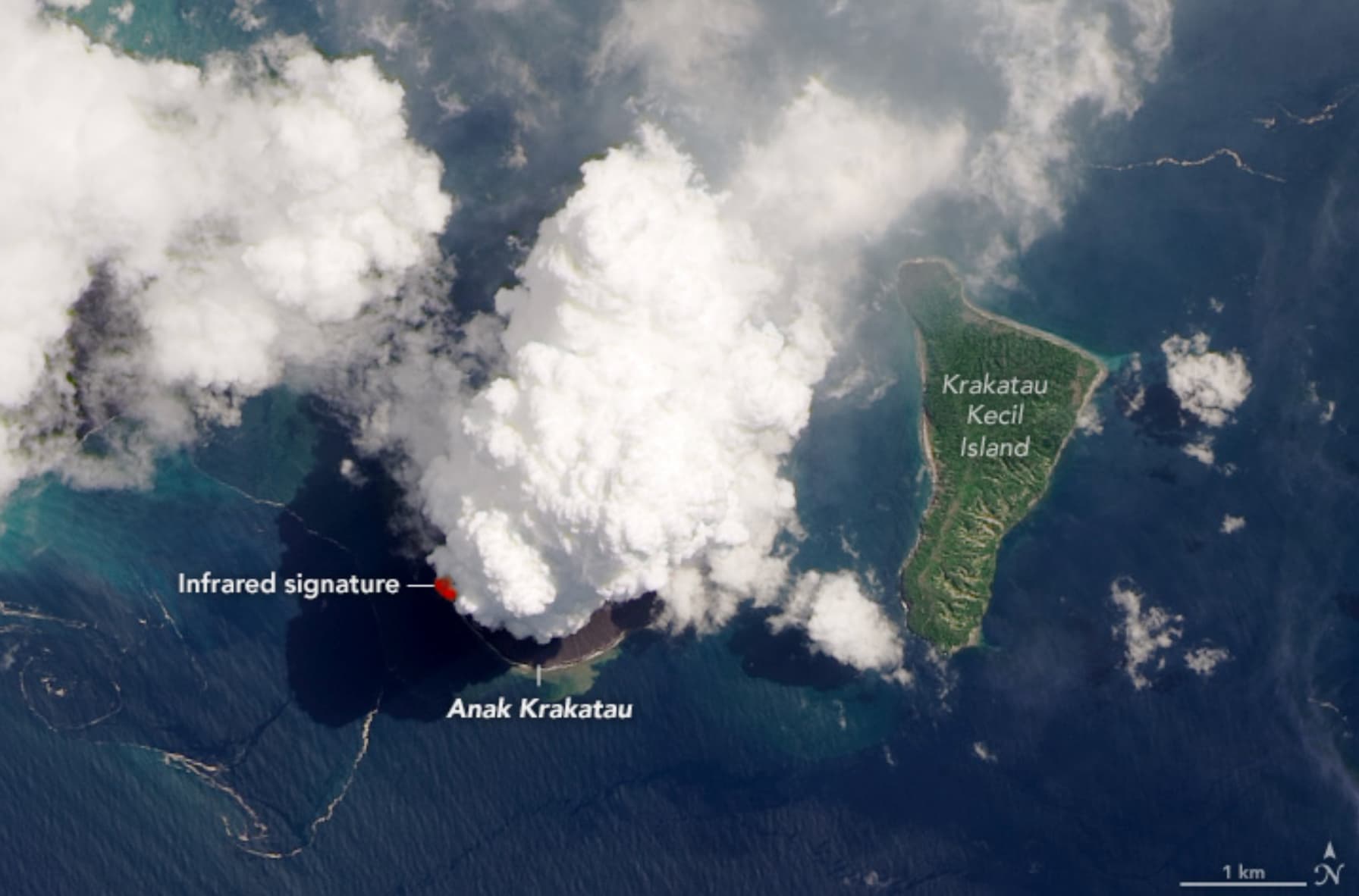 Sat Lite Captura Imagem Da Erup O Do Vulc O Anak Krakatoa   Krakatoa Erupção Nasa Earth Observatory 