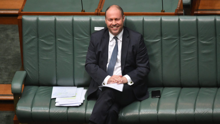 Tesoureiro da Austrália, Josh Frydenberg, em imagem tirada em abril de 2020. Crédito: Getty Images