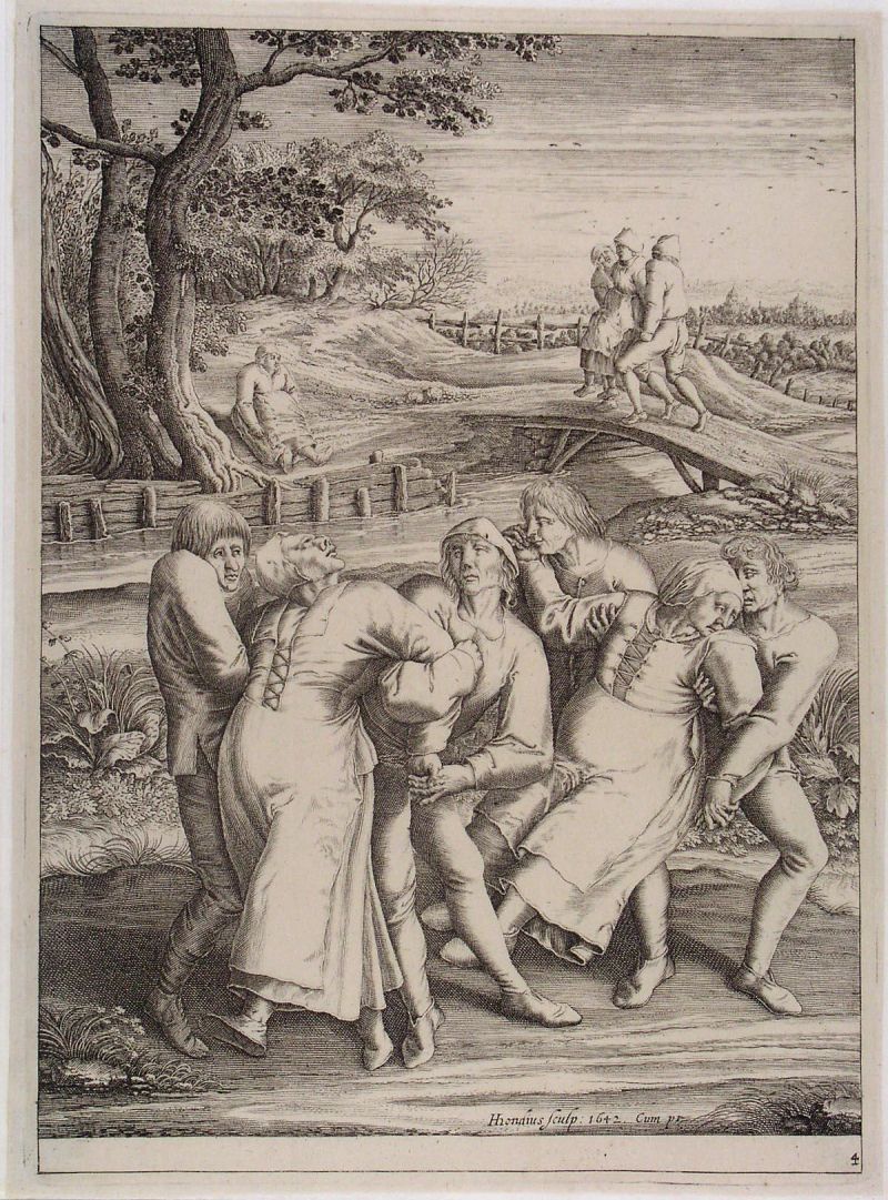 Epidemia da dança em gravura medieval. Crédito: Commons