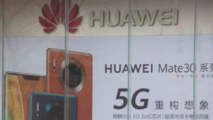 Propaganda da Huawei na China. Crédito: AP