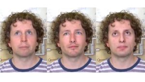 Três rostos em vídeo de deepfake