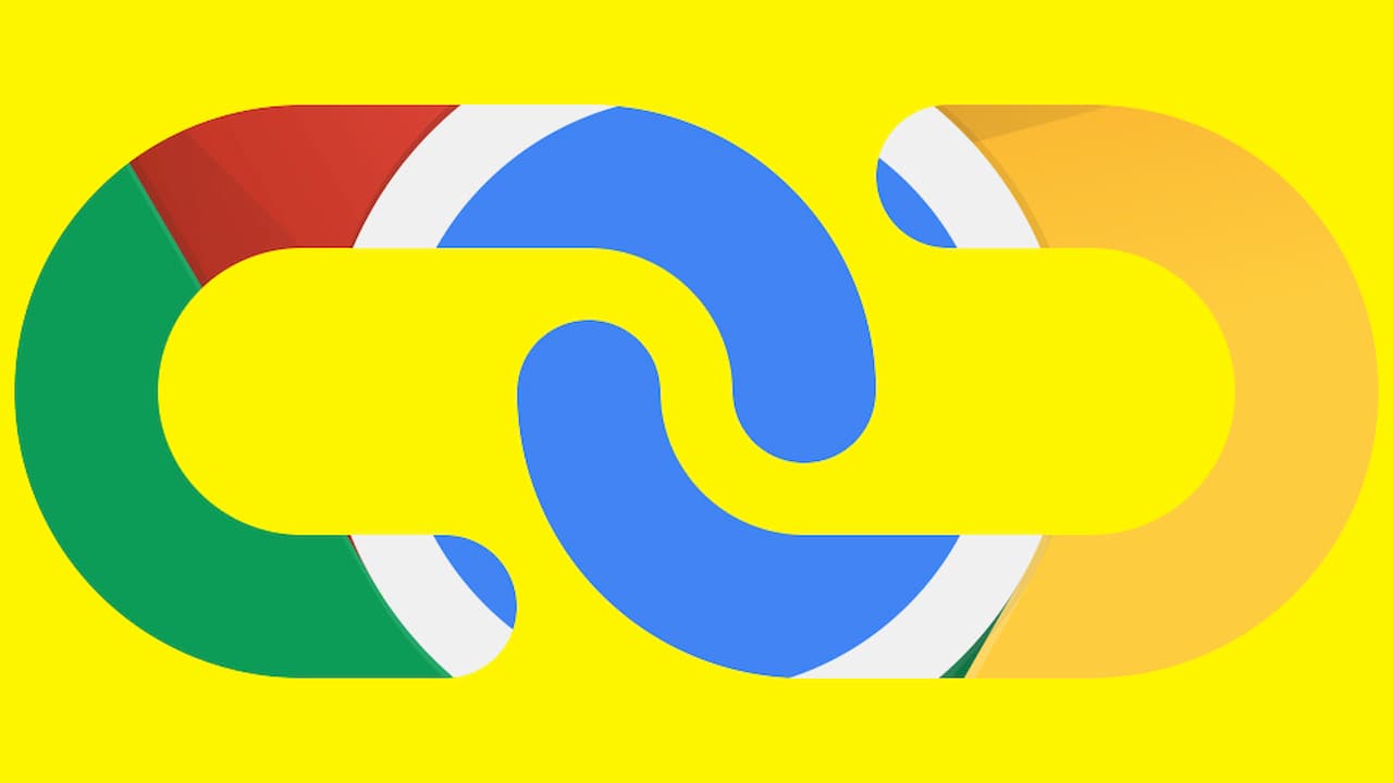 Ilustração do ícone de um hyperlink com cores do Chrome